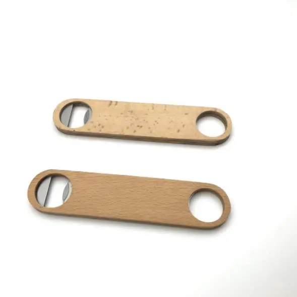 Wholesale Custom logo Promotional Wood Flat Beer Bottle Opener High Quality Vintage Bar Tools Wooden Handle Wine Beer Openers