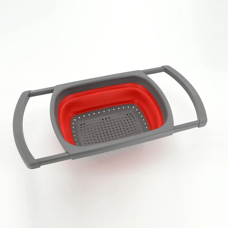 Foldable Strainer Fruit Vegetable Washing Folding Strainer Collapsible Drain Basket With Extendable Handles