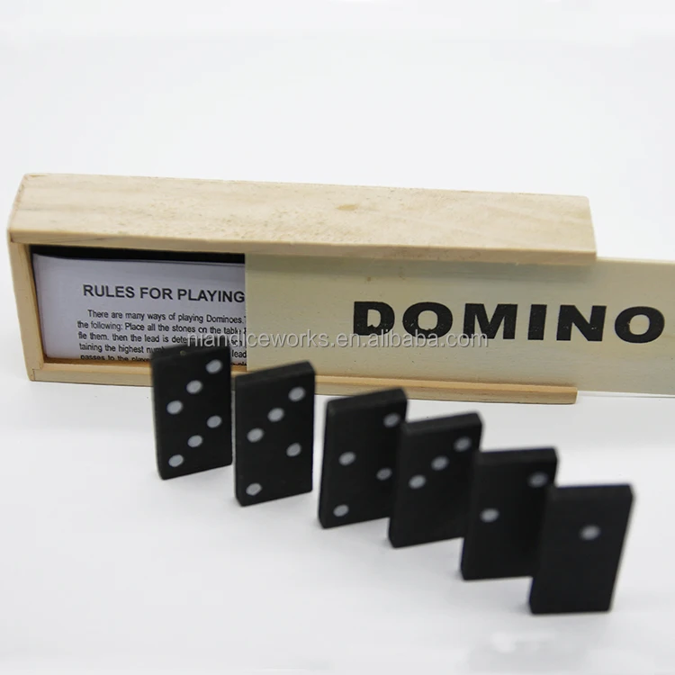 Wholesale custom logo domino doble 12 wooden dominos set