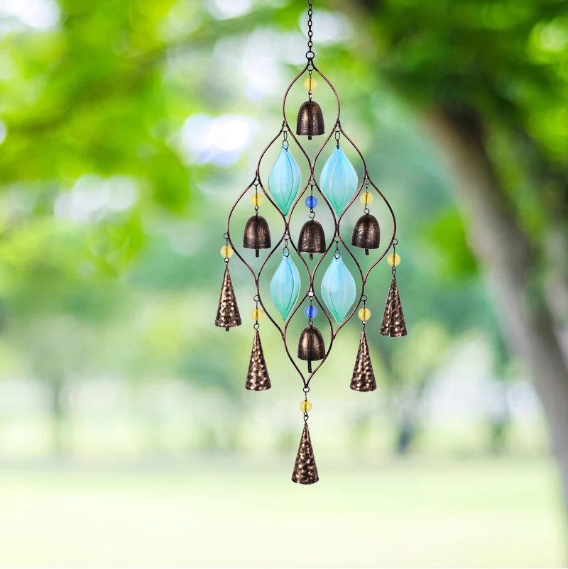 glass pendant iron crafts decoration creative home wind bell bell wind chime