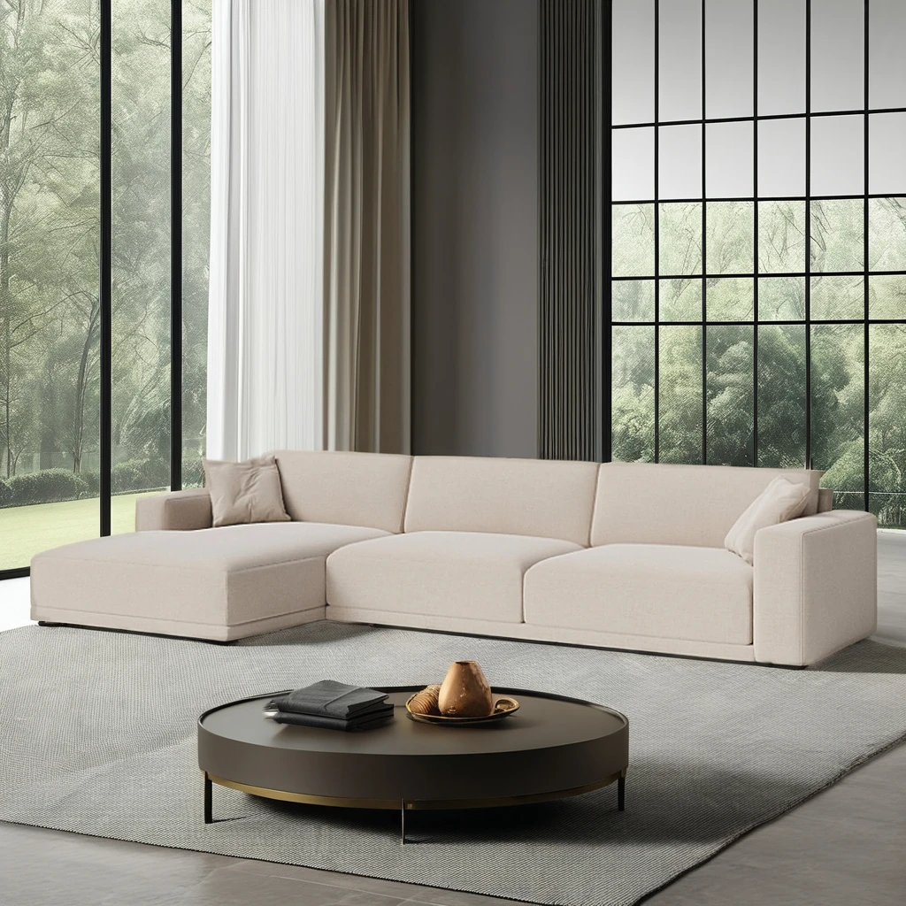 Ferly Factory Direct Sale  Sofa L Shape Modern White Sectional Sofa Sets For Living Room