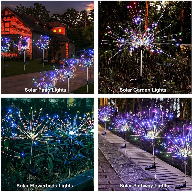  105 LED Outdoor Solar Garden Lights Firework Stake Starburst Fairy Christmas