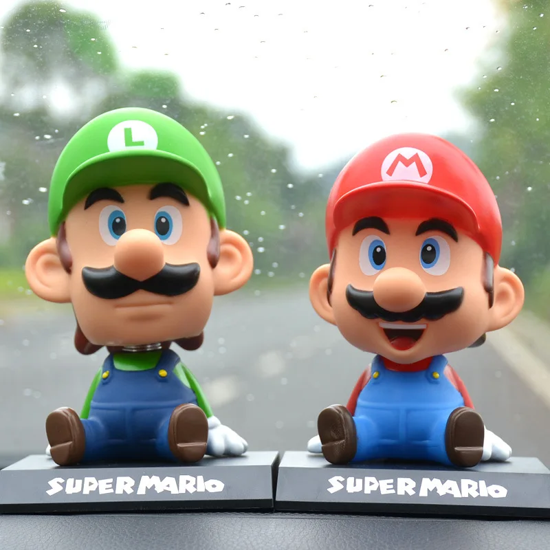 (Wholesale) Mario bros Bobble head toy action figures shake heads toy For car Decoration