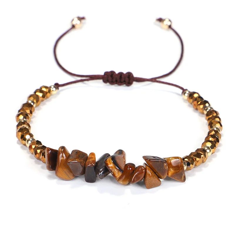 Wholesale Hand Knitting Irregular Natural Stone Crystal Bracelet Gravel Beads Adjustable Bracelet