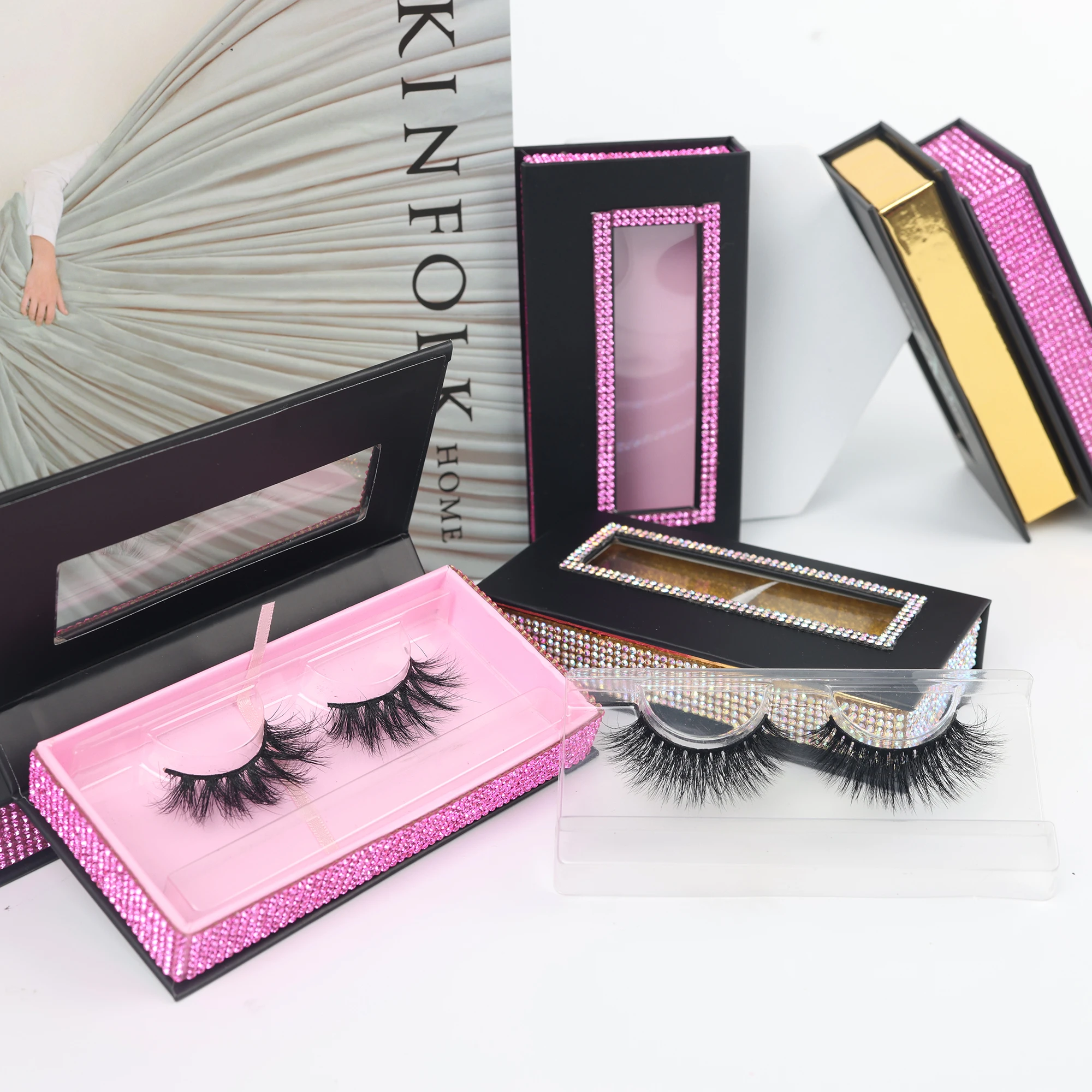 Create cute eyelash Packaging boxes Purple drawable handbag lashes Gift Boxes portable eye lash box