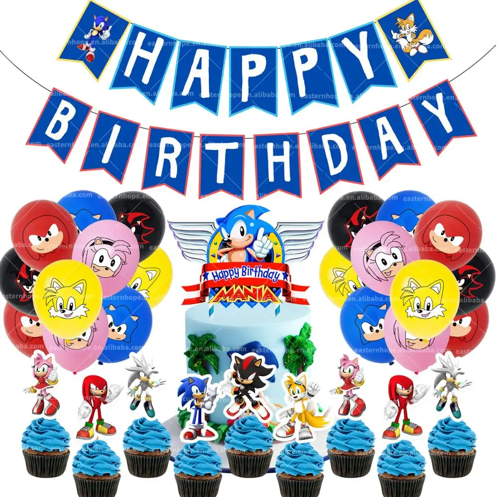 
Sonic the hedgehog Party Supplies, Birthday Banner Balloon Party Pack for Kids Shower Party Decorations 