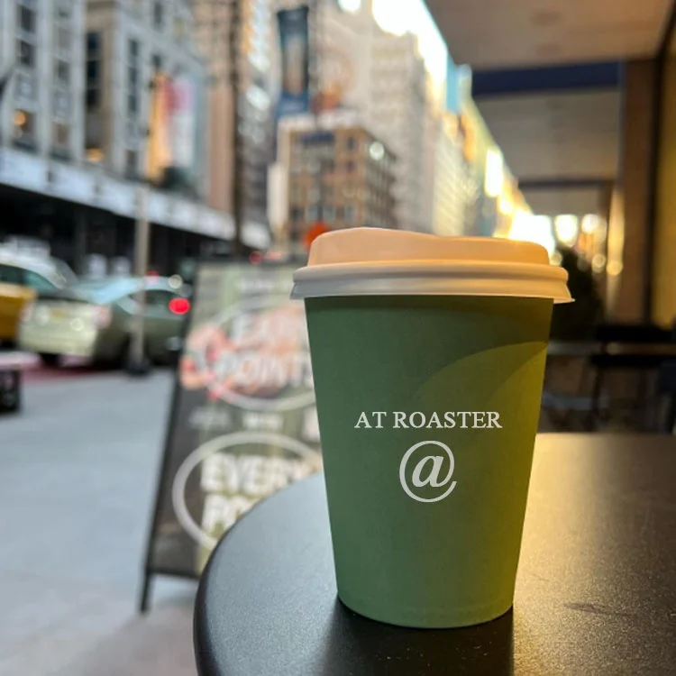 AT PACK Hot Coffee Paper Cup 8oz 12oz 16oz 20oz Black Disposable Double Wall Gold Foil Stamping Custom Logo