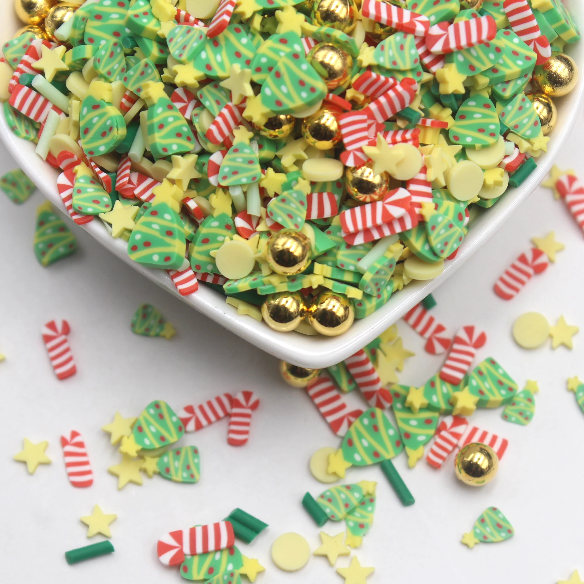 1KG/Bag Slime Accessories Clay Slices Christmas Themed Trees Crutch with Beads Mixture Sprinkles for DIY Crafts