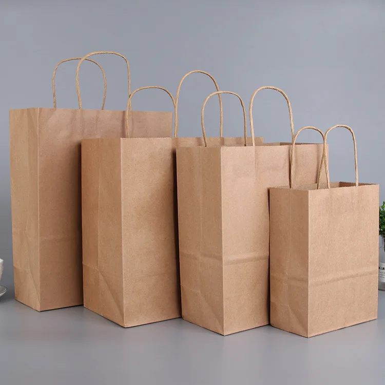 Fashionable Simplicity Large-Capacity Kraft Paper Bags Accept Recyclable Packaging with Custom Logo Print for Gift Shopping Use