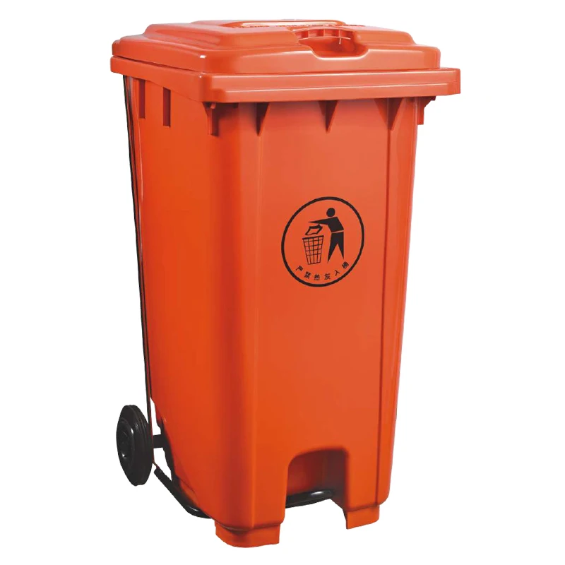 Factory 100L 120L 240L customized plastic step on waste container recycle waste bin with wheels