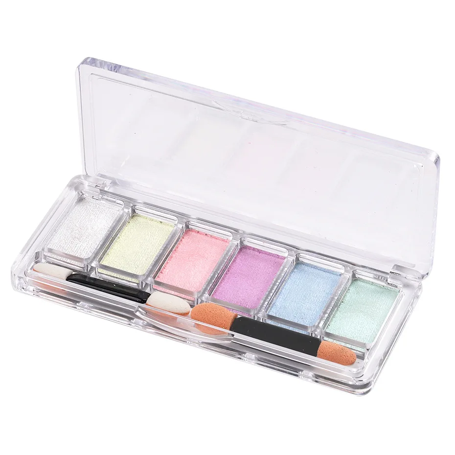 Palette Aurora Nail Powder 6 In 1 Style Solid Nail Powder Pigment Nail Art Diy Kit Mirror Powder
