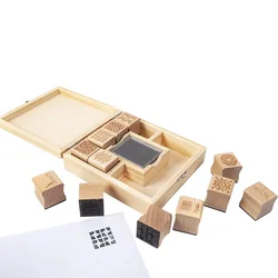 Embossing Logo Cartoon Custom Design DIY Rubber Set Eco Friendly Material wooden stamp set