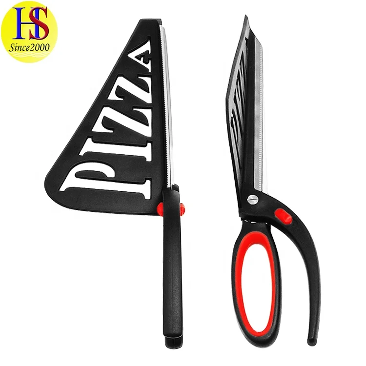 Safety Lock 2 In 1 Metal Big Pizza Cutting Scissors with Serving Spatula