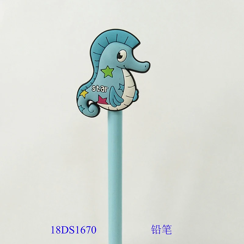 3d Soft Rubber Customized  Sea Animals Pencil  and Pen Topper For Kids