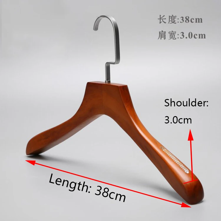 Hot sale brown wood hanger for top and pants female dutch with flat hook personalized wooden clothes hangers