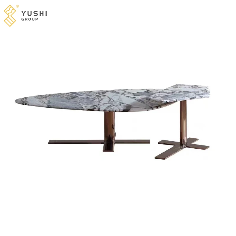 Yushi Group Italian light luxury natural marble combination tea table designer geometric high and low floor minimalist tea table
