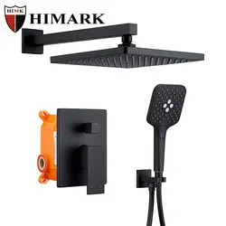 HIMARK CUPC conceal black rainfall shower set robinet de douche wall mount gold bathroom rain bath & shower faucet system