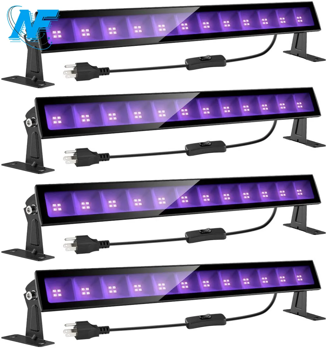  4 шт. 24 Вт LED wal wash черный свет 5ft шнур питания IP66 Blacklight для светящейся вечеринки сценическое