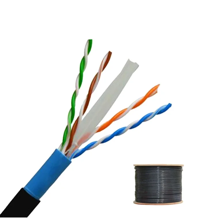 Factory cable utp cat 6  0.57 CCA pvc 4 pairs cat6a utp indoor outdoor double jacket network lan cable cat 6 cable 305m box