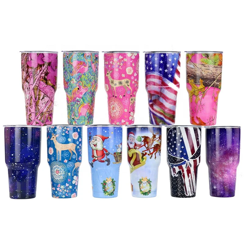 
RTS 30 унций вакуумный изолированный стакан с полностью завернутым дизайном печати кофейная кружка пивной стакан из нержавеющей стали стакан 