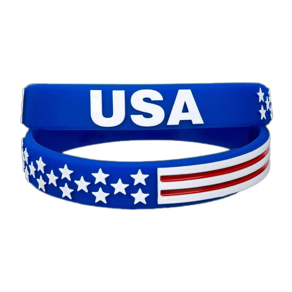 
USA Flag Silicone Bracelet American Flag Wristband With Stripes And Stars 