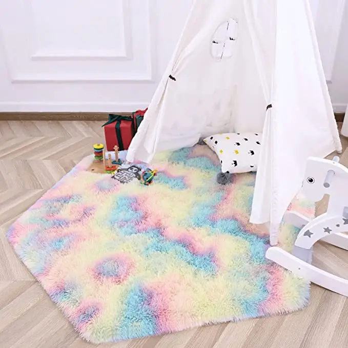 Anti Slip Rug Soft Silky Character Rug for Bedroom Shaggy Character Mat Customized Cartoon Area Rugs Plush Starfish Technics