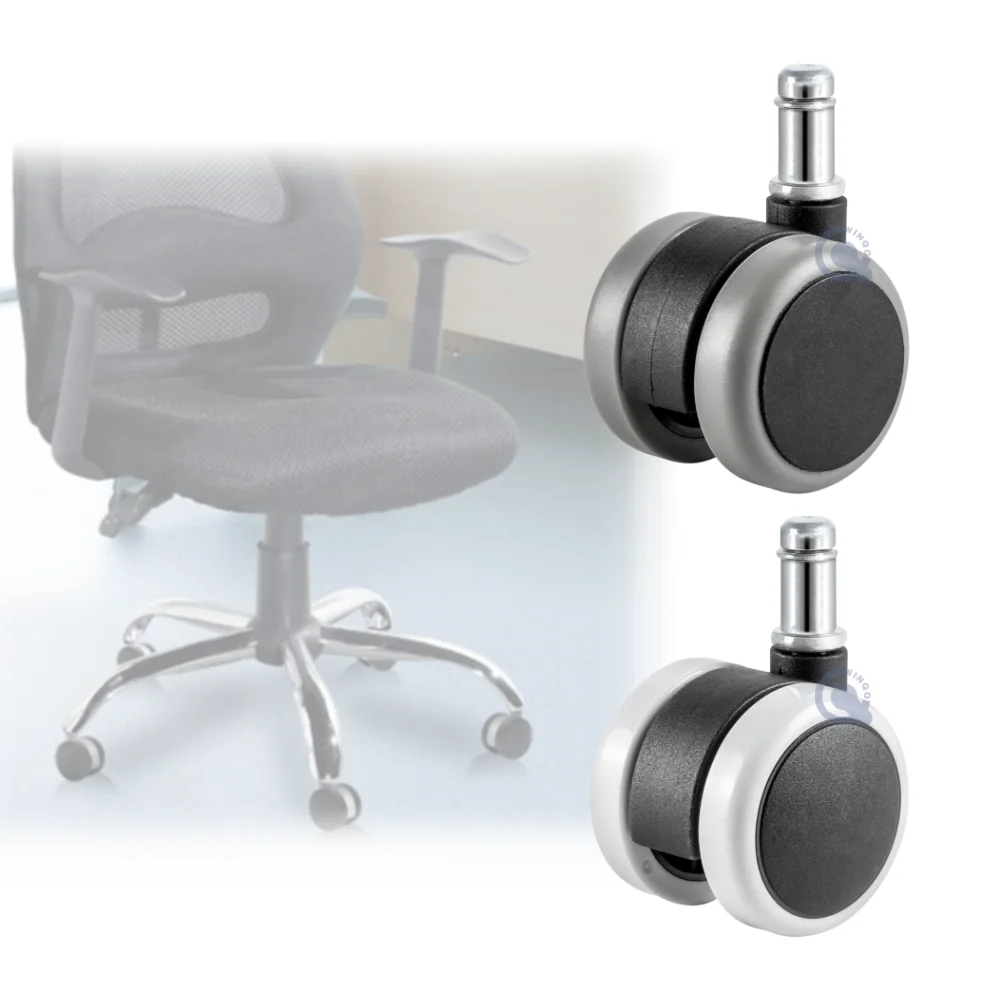 Office Chair Wheel Grey 2 Inch 50mm Furniture Caster Twin Wheels Castor Rueda for Chair