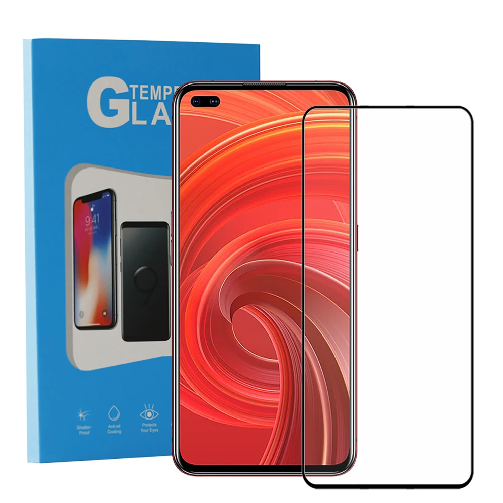  5D 9D шелковая печать полное покрытие закаленное стекло Защита экрана для Realme 5s 5i x50 c3 6 6i pro narzo 10 10A 5G пленка мобильного