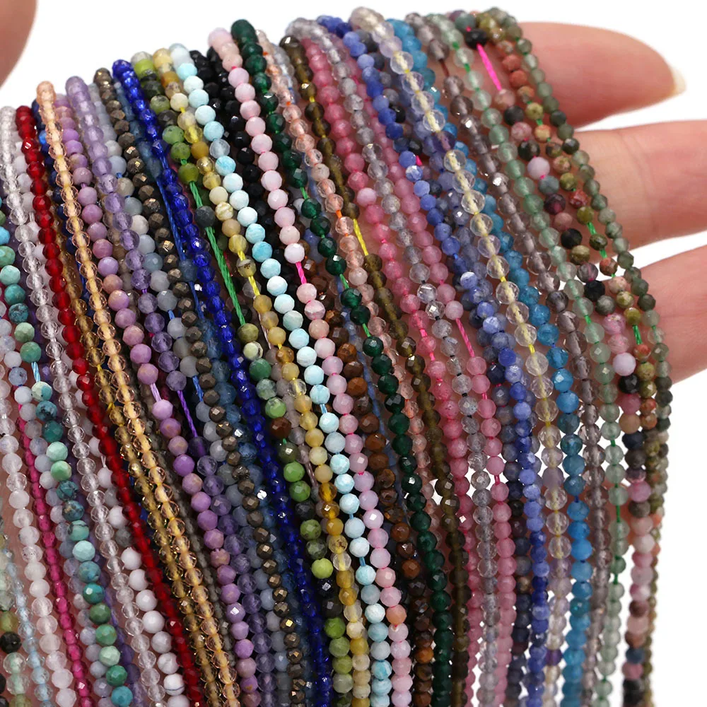 wholesale small faceted gemstone 3mm beads natural stone gem beads loose beads for jewelry making