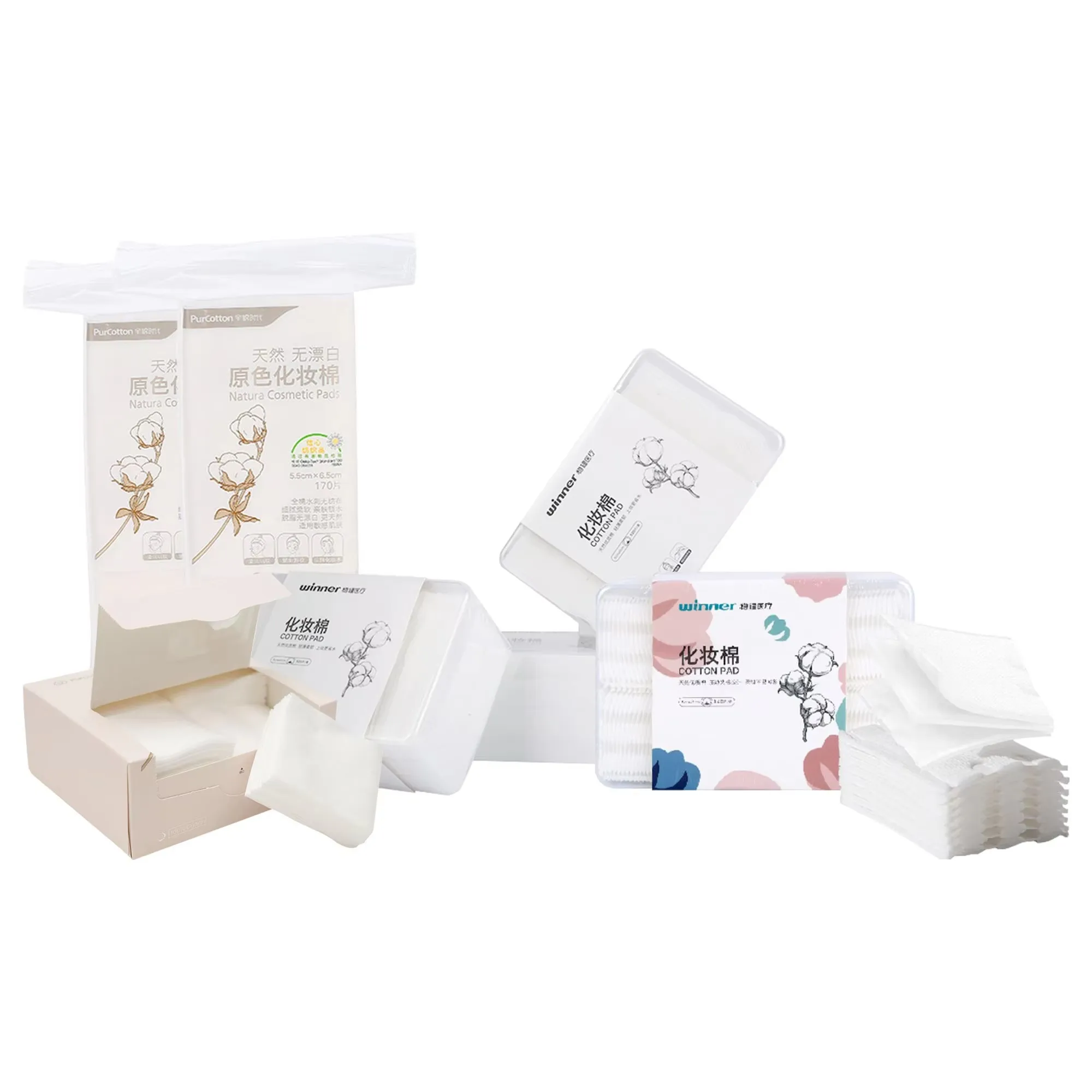 Одноразовые гипоаллергенные подушечки для снятия макияжа 100% чистого хлопка