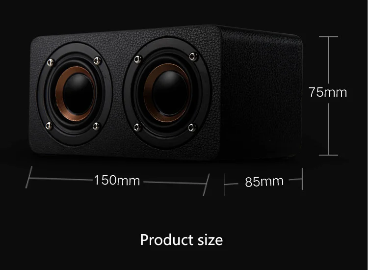Новый дизайн, черные кожаные колонки Bluetooth, деревянные портативные беспроводные колонки с TF-картой