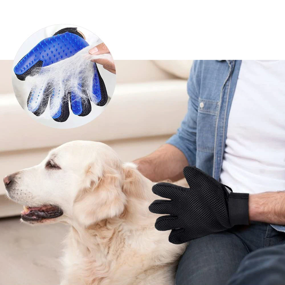 
Pet Grooming Gloves Massage Bath Brush Silicone Breathable Mesh Adjustable Wrist Dog Cleaning glove 