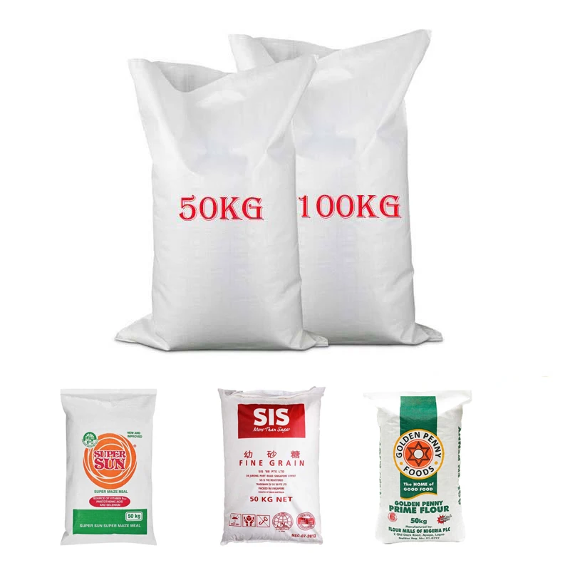 New 100% recyclable pp 100kg 100 25 50 kg agriculture cement flour sugar maize grain rice plastic woven sack bag