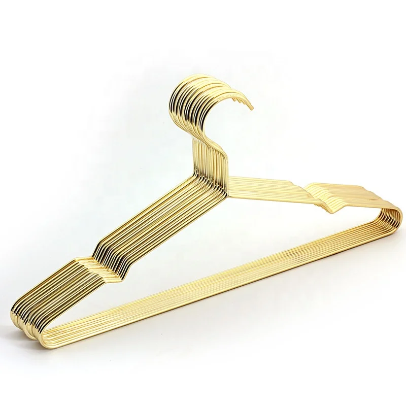 Retail Clothing Rack Clothes Hangers Gold Metal Wire Clothes Hanger golden