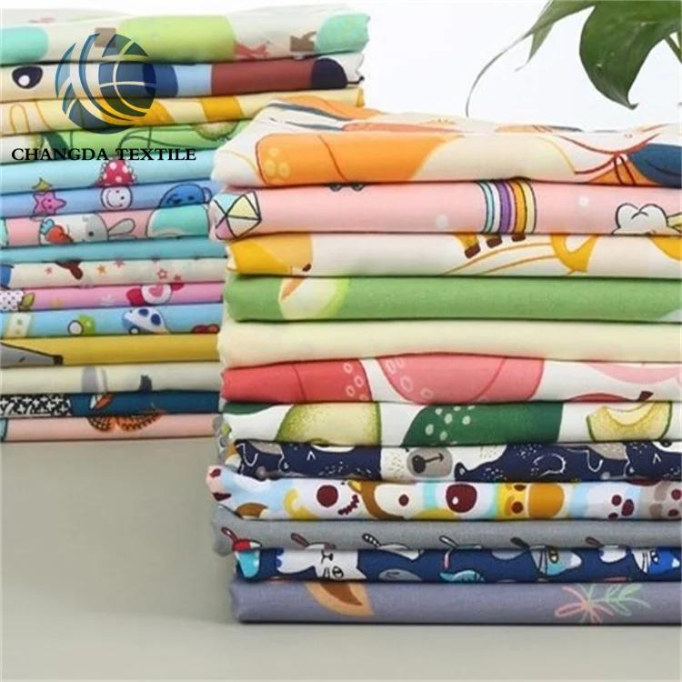 100%Cotton 40*40 133*72 123GSM Geometric Cartoon Anime Printed Twill Fabric Coupons For Clothing Cotton Canvas