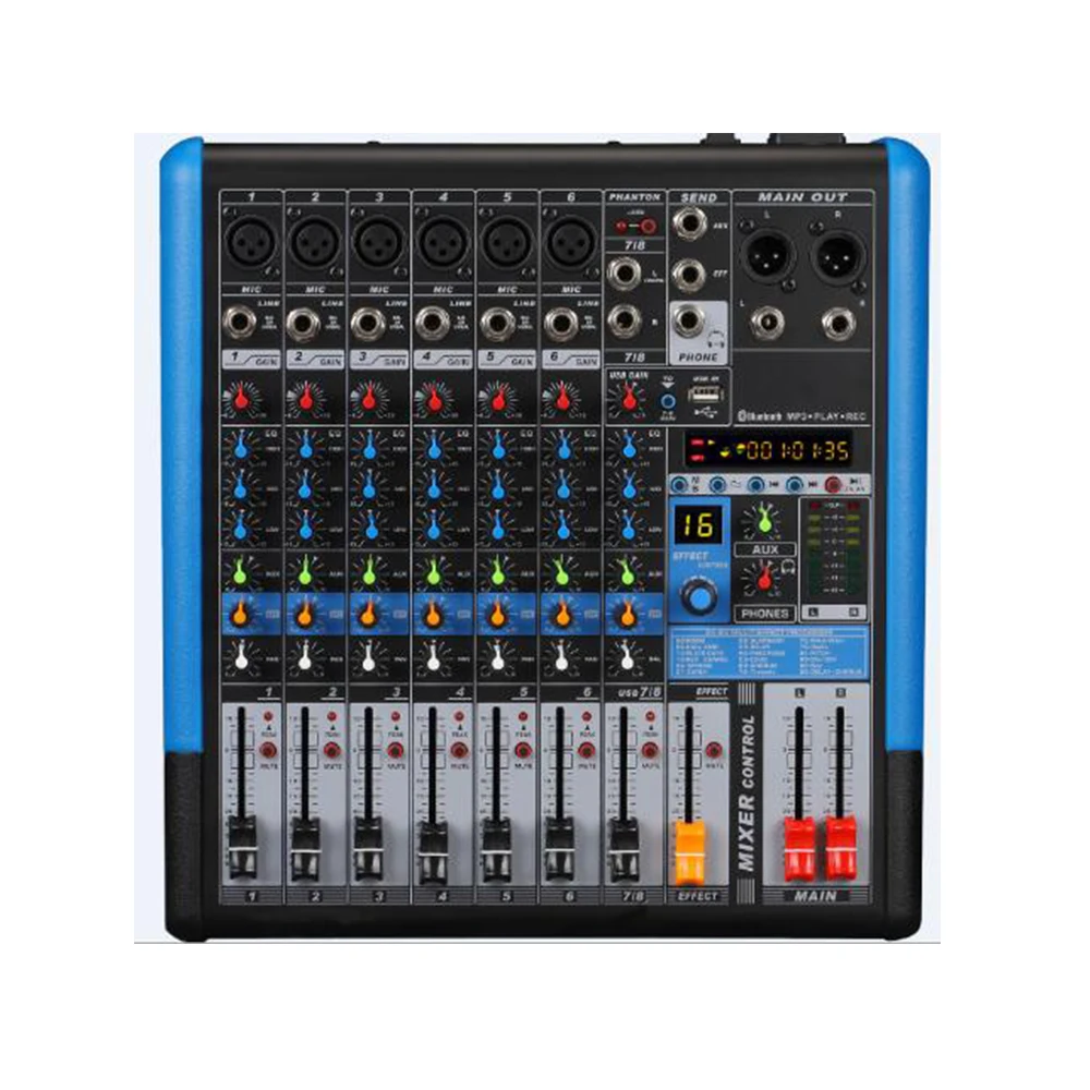 Профессиональный 8-канальный микшер с USB интерфейс в режиме реального времени запись EQ синий зуба DSP DJ микшерная консоль