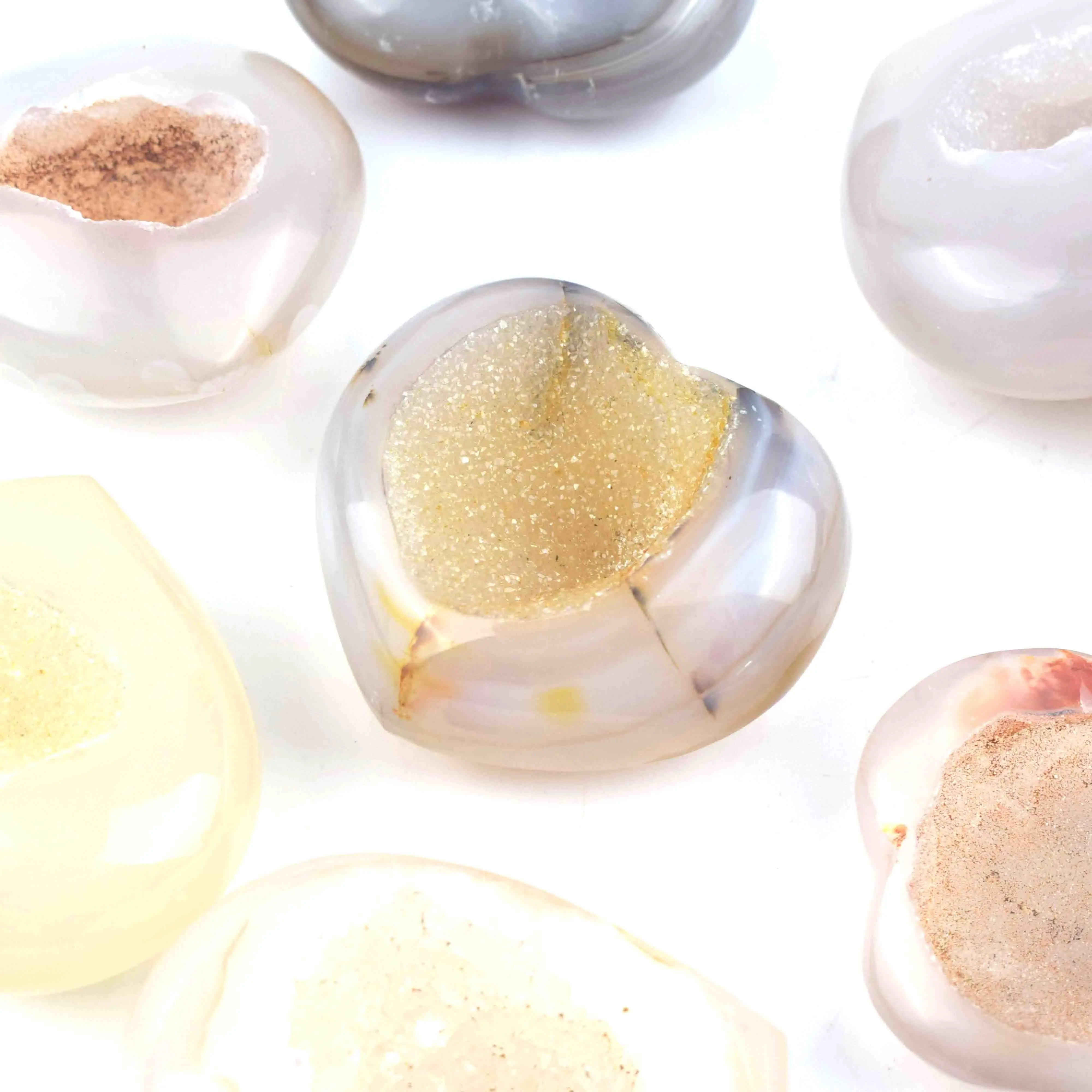 Wholesale Natural Crystals Heart Polished Druze Geode Agate For Decoration