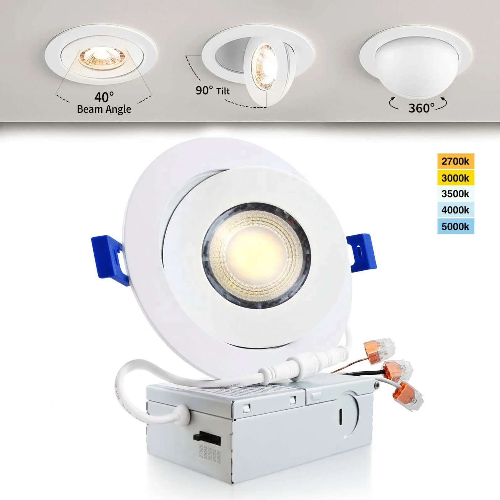 CCT ETL Waterproof Round Led Pot Light Lanbot ETL 3/4/6 inch 9w Gimbal Downlight 12W Ultra Slim Led Downlight