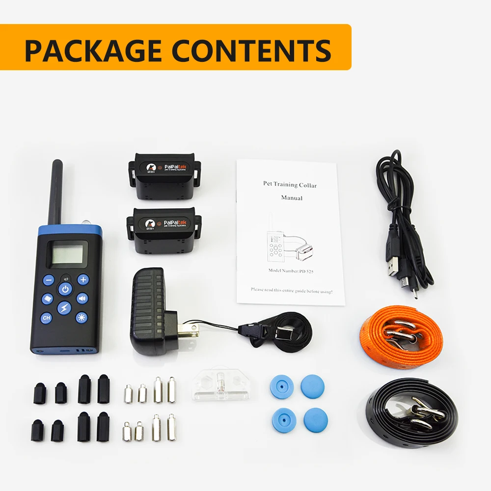 PaiPaitek Rechargeable 1000M Remote Controlled Shocker Anti Barking Dog Training Collar Electric Shock Training For 2 Dogs