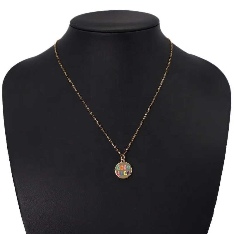 Wholesale Custom China Factory Fashion DIY Lucky Charm Accessories Gold Plated Enamel Good Luck Pendant For Necklace Jewelry