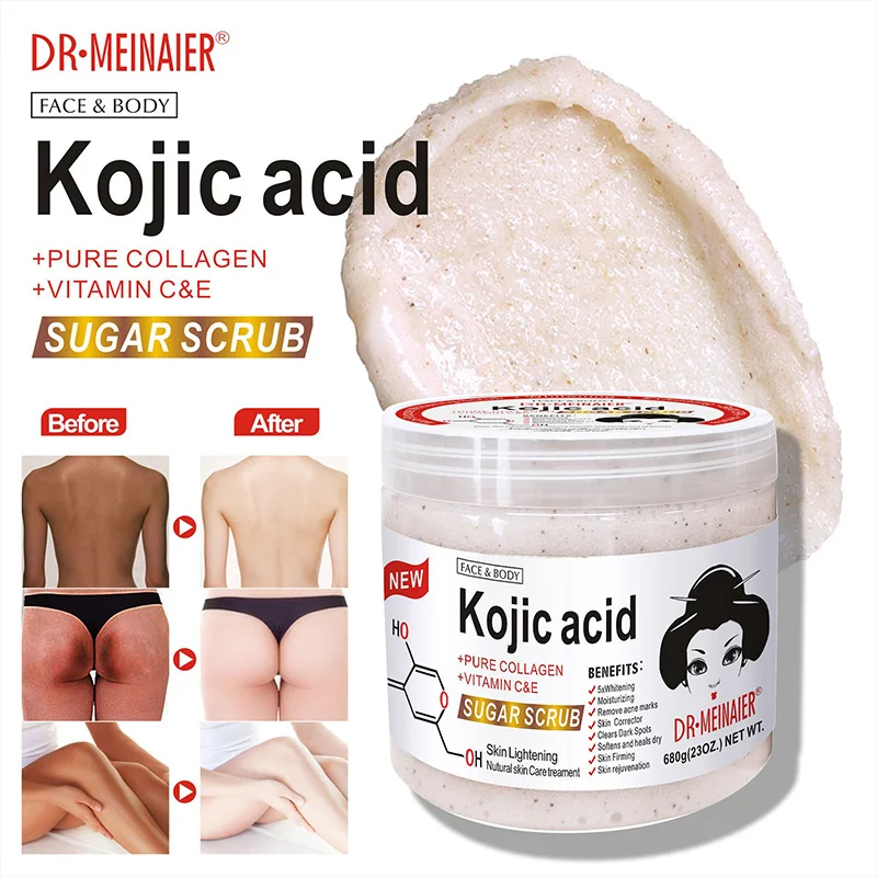 Oem Manufacturer Face Foaming Organic Vegan Sugar Sea Salt Wholesale Kojic Acid Facial Scrub Private Label Whitening Body Scrub