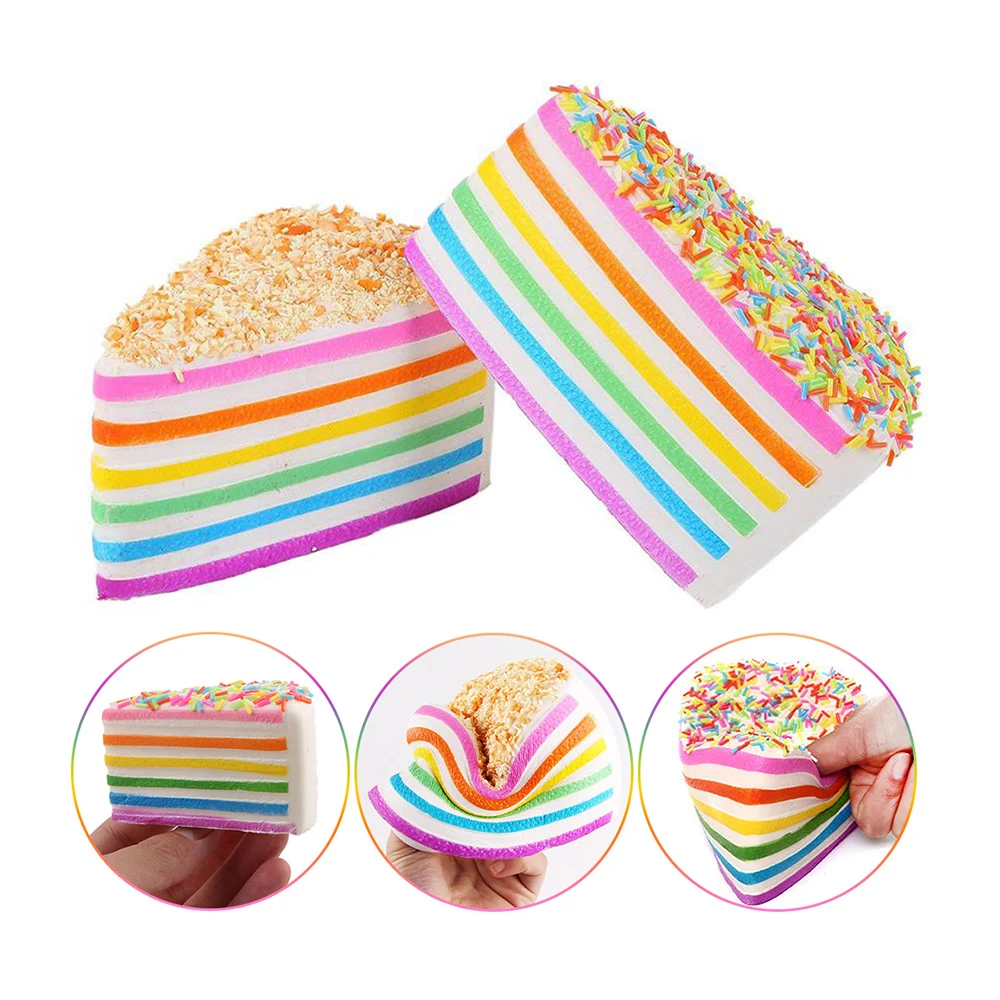 New custom slow rising jumbo 7 color colorful triangle cake soft ball wholesale toys food cake squishy