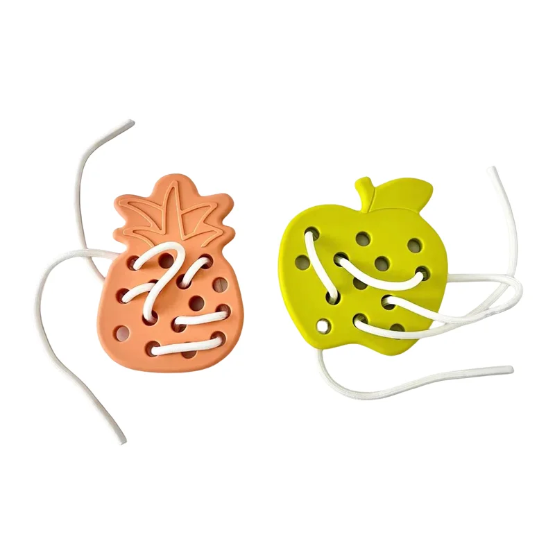 Montessori Lacing Fruit Threading Game Early Education Baby Brain Thinking Silicone Lace Threading Toys