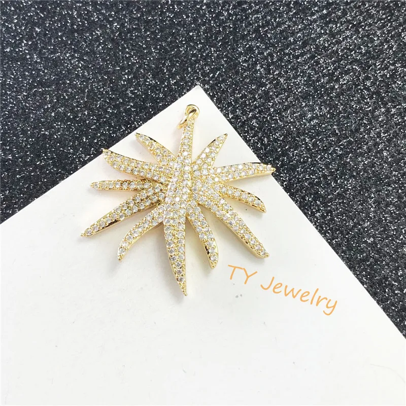Wholesale copper CZ micro pave clear cz starfish pendant,cubic zirconia diamond charm for necklace making