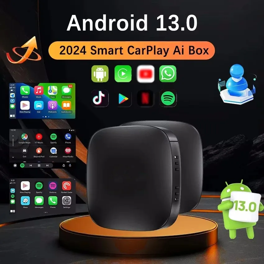 CarPlay Ai TV Box  Android 13 Ai Box Carplay Android Auto Adapter WiFi For Youtube Nexflit Cars Smart Ai Box Bulit in Play Stroe