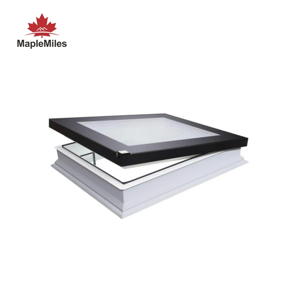Maplemiles 70 mm Electric Waterproof Glass Aluminum Openable Skylight Black For House Roof