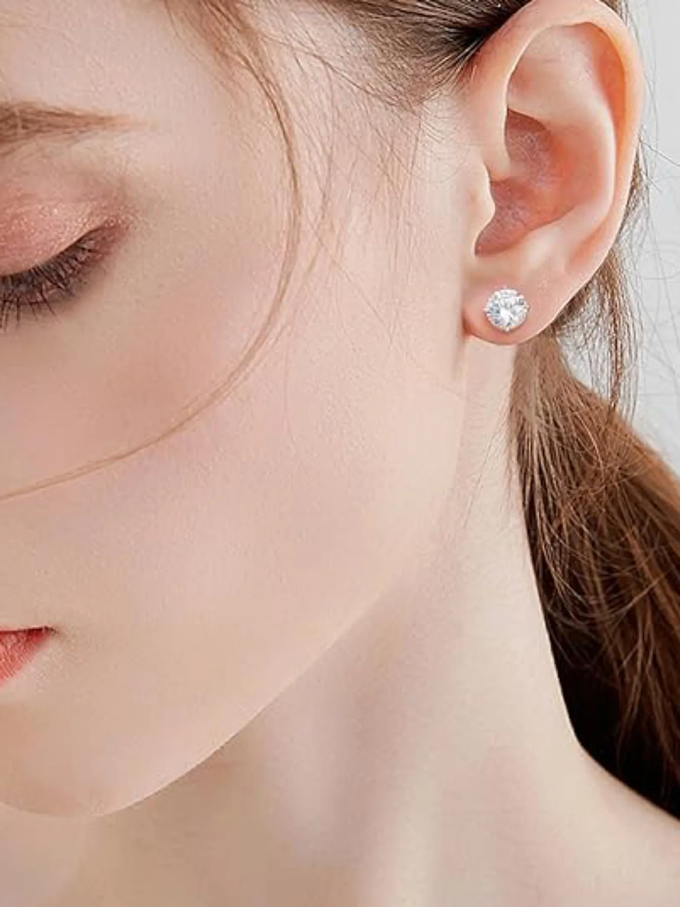 Sparkly 0.1-2CT Moissanite Stud 925 Sterling Silver 14K White Gold Jewelry Men GRA VVS Lab Created Diamond Earring Women