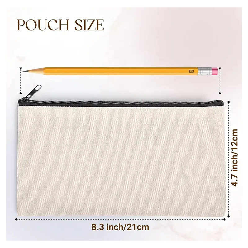 Multi-Purpose Blank Canvas DIY Craft Pouches - Cotton Invoice Bill Zipper Bag Cosmetic & Makeup Bags