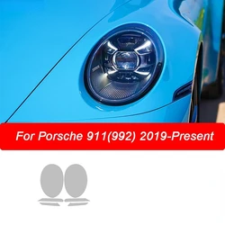 2 Pcs Car Front Light Transparent TPU Headlight Protective Film For Porsche 911 718 Cayenne Panamera Macan Taycan Accessories