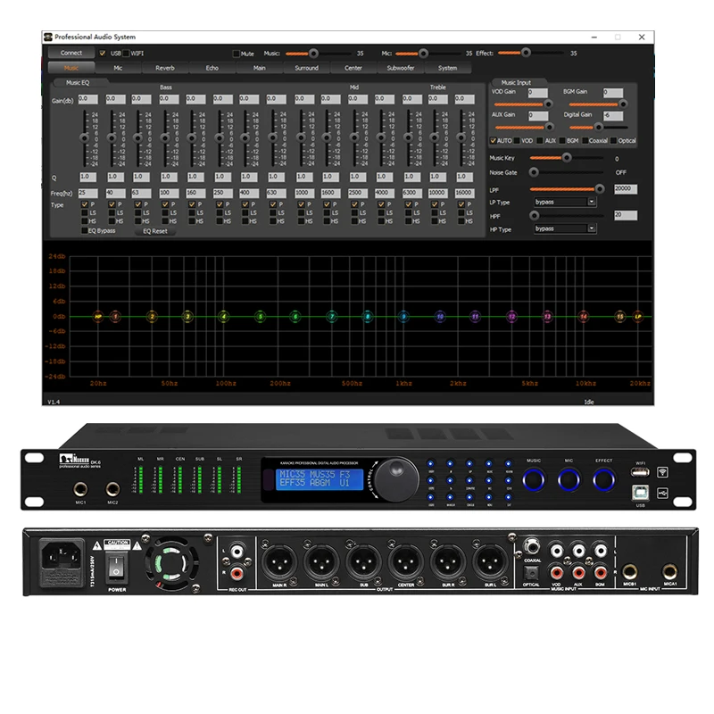 DK.6 Karaoke Digital Processor Audio Effect KTV Dsp Front Level Effector